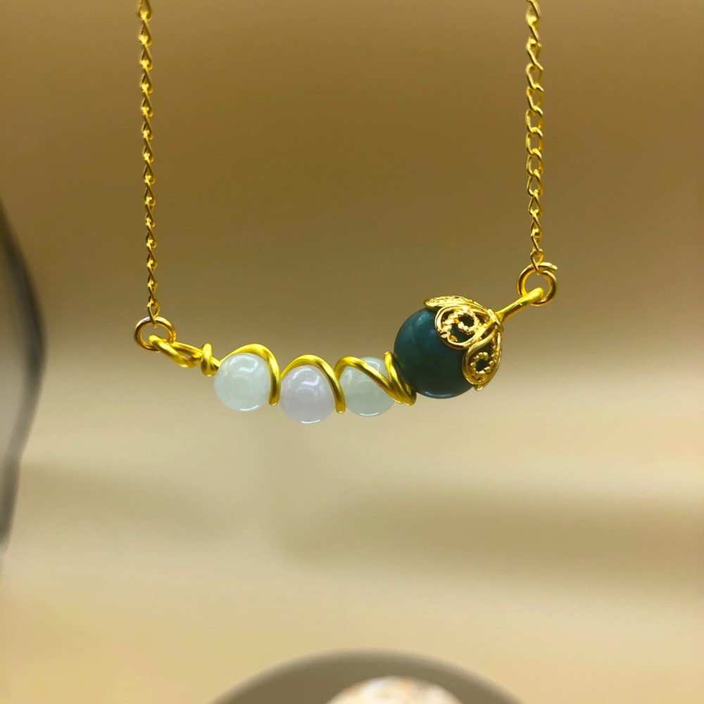 Natural A grade ice jade bead and coral jade bead necklace